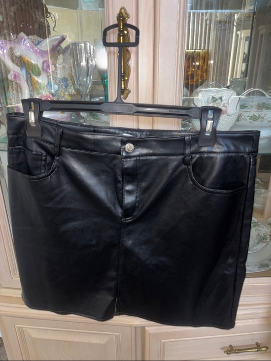 Marc New York Dresses & Skirts - Marc New York Black Faux Leather Skirt with Button Waist